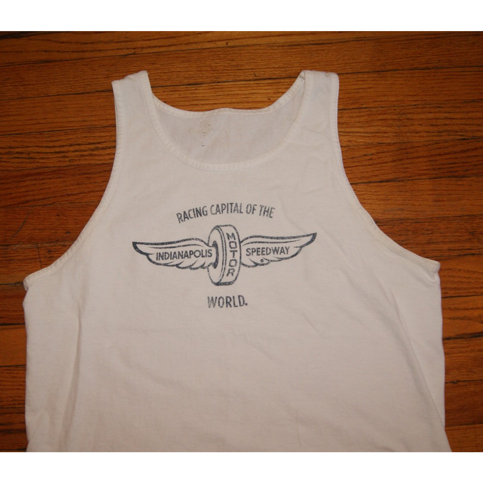 Vintage Indianapolis Indy 500 Racing Capital Of World L White Tank Top Tshirt